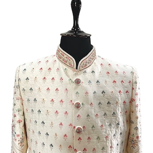 sherwani mens kurta pajama | designer sherwani luxury Traditional multi thread  indian wedding sherwani churidaar pyjama | golden sherwa