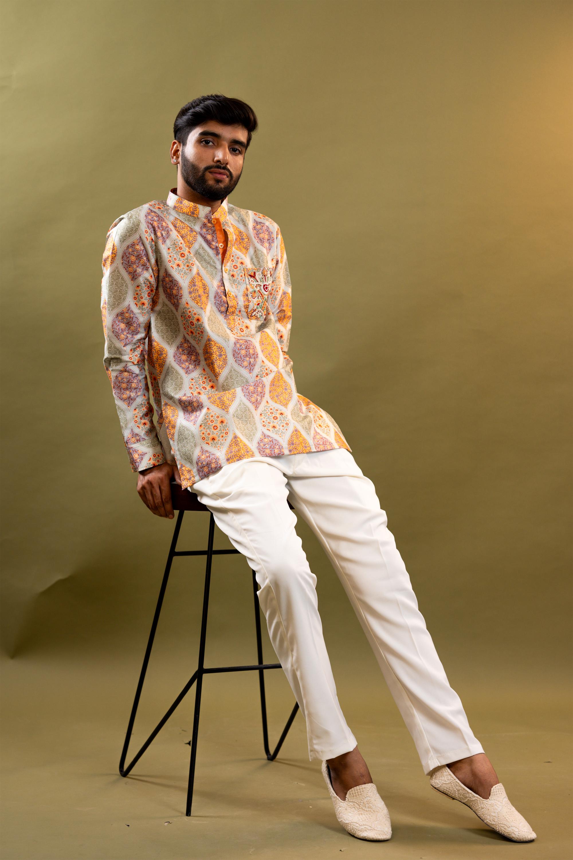 Men Wedding Gents Short Kurta Design Short Kurta Political Style Kurta Pajama HANDWORK Short Kurta With
