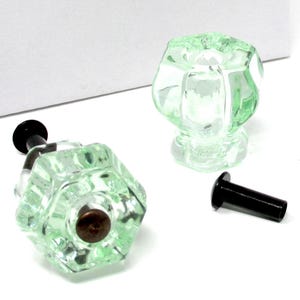 Four Knob Pulls Coke Bottle Green Glass with Oil Rubbed Bronze Flush-Fit Screws