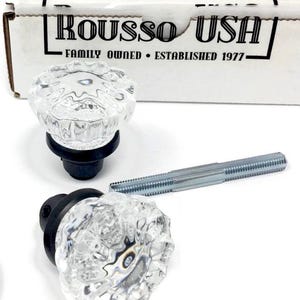 Glass Door Knobs Antique Style-One Pair with Spindle-Oil Rubbed Bronze