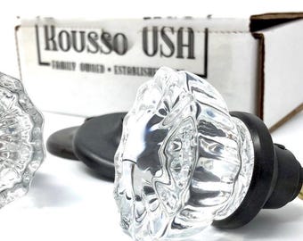 Crystal Passage Door Knob Set with self connecting Rosette-Oil Rubbed Bronze