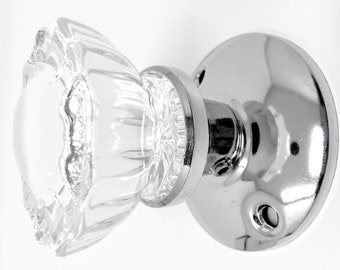 Glass Passage Door Knob Set -Sparking Crystal with Polished Chrome