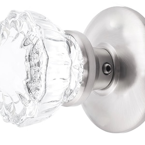 Fluted Glass Dummy Door Knob Set Surface Mount for French Doors and More