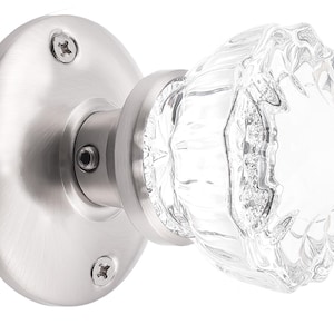 French Glass Door Knob Set Antique Style-Surface Mount Dummy (Brushed Nickel)