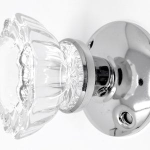 Single Dummy Crystal Clear Fluted Glass Knob. Non-Turning Faux Surface Mount
