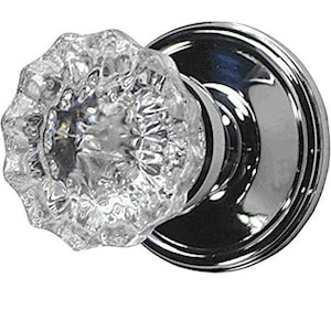 Fluted Crystal Glass and PolishedChrome Passage Door Knob Set for Modern Doors