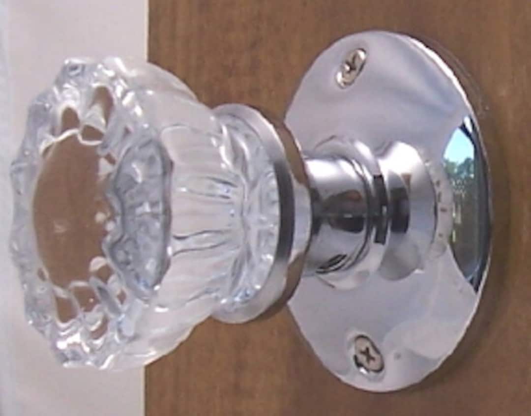 Fluted Glass French Door Dummy Knob Set polished Chrome / Silver Etsy