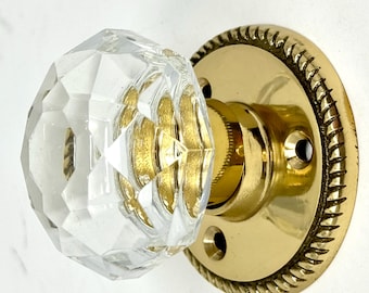 Crystal Knob Pull with Polished Brass Base