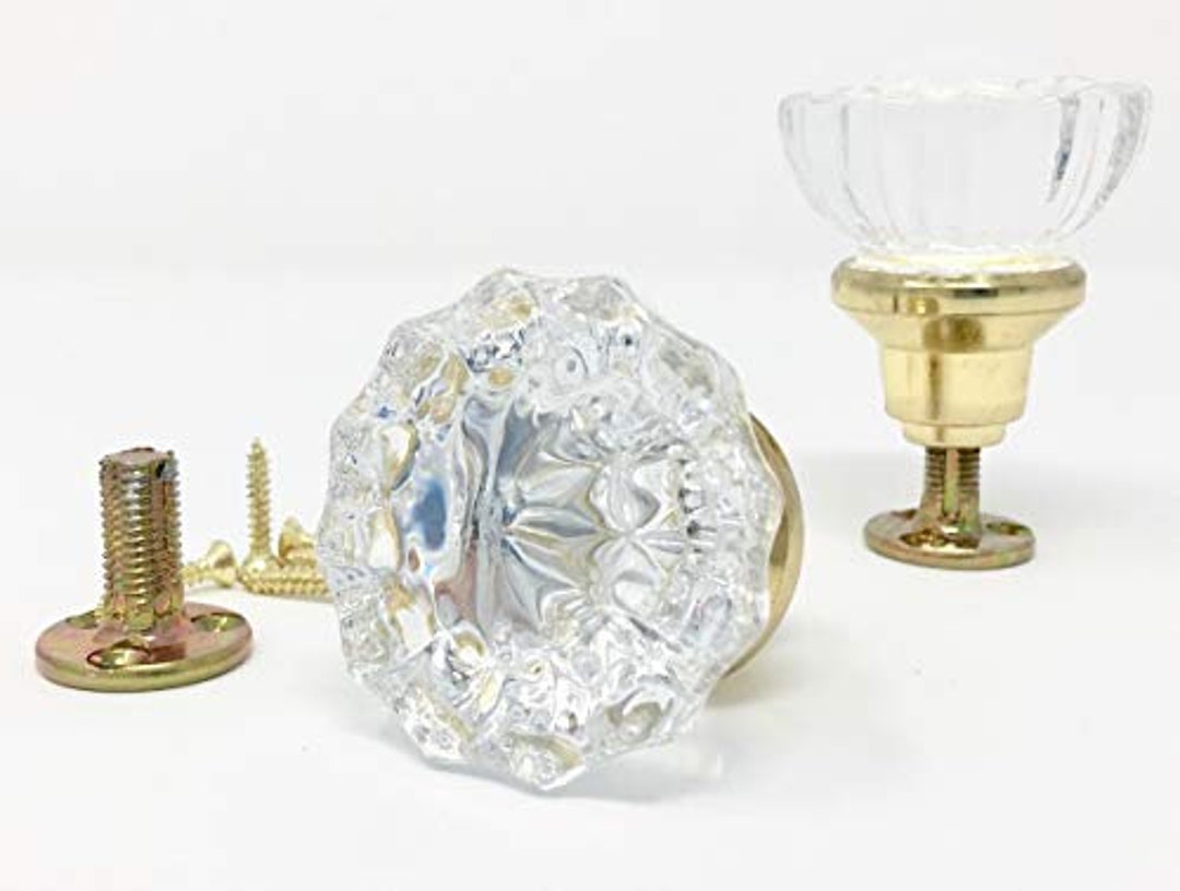 Dummy French Door Knob Setpolished Brasscrystal Antique Replica Surface Mount Etsy