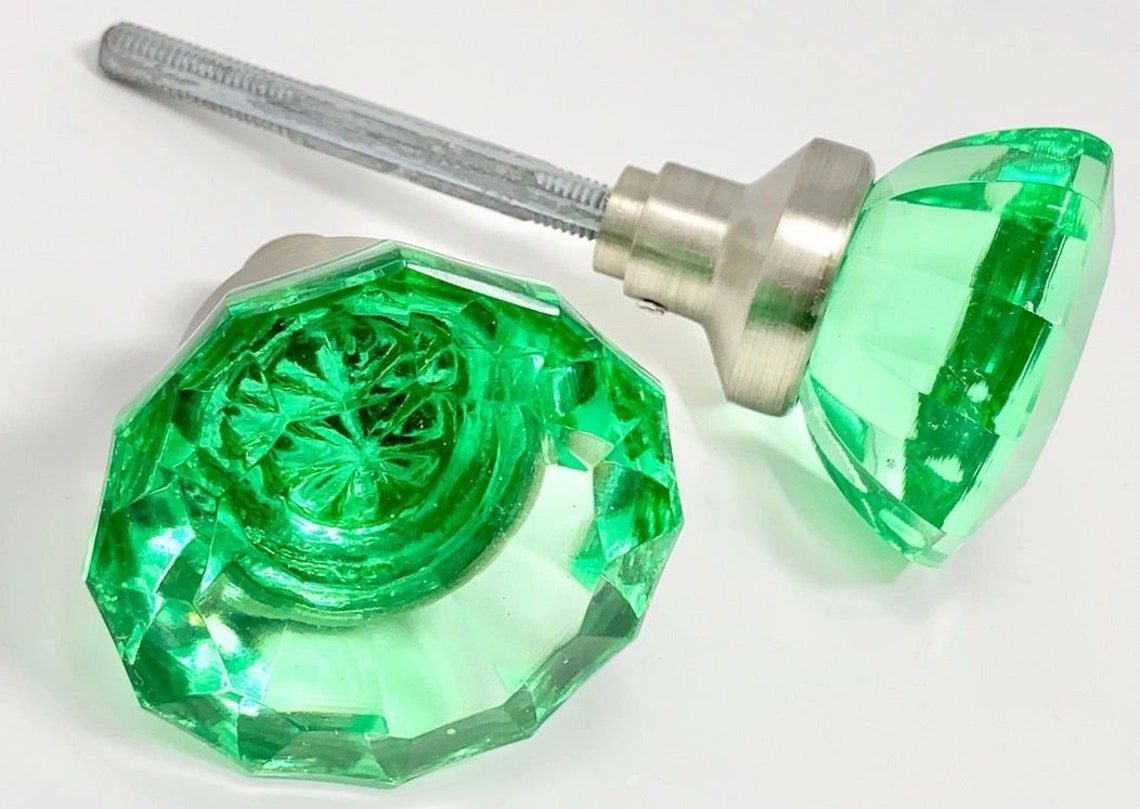 Emerald Green Glass Door Knobs Replacement Interior Etsy