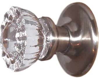 Crystal Knob Set-Premium Self-Connecting Rosettes (Passage) (Brushed Nickel)