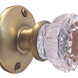 Single Dummy Crystal Clear Fluted Glass Knob-(Antique Brass)