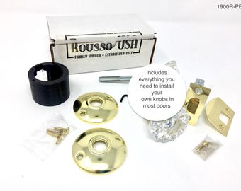 Retrofit Conversion Kit to Install Your Antique or New Door Knobs-Polished Brass