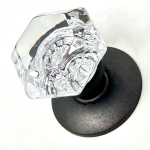 Vintage Style Crystal Glass Door Knob with Oil Rubbed Bronze Rosette