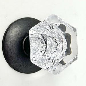 Crystal Dummy Door Knob Set, Oil Rubbed Bronze, Matte Black, Six Point Lead Free Glass