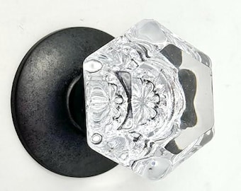 Crystal Dummy Door Knob Set, Oil Rubbed Bronze, Matte Black, Six Point Lead Free Glass