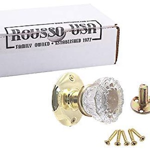 Single Dummy/French Crystal Glass Door Knob-Surface Mount Polished Brass