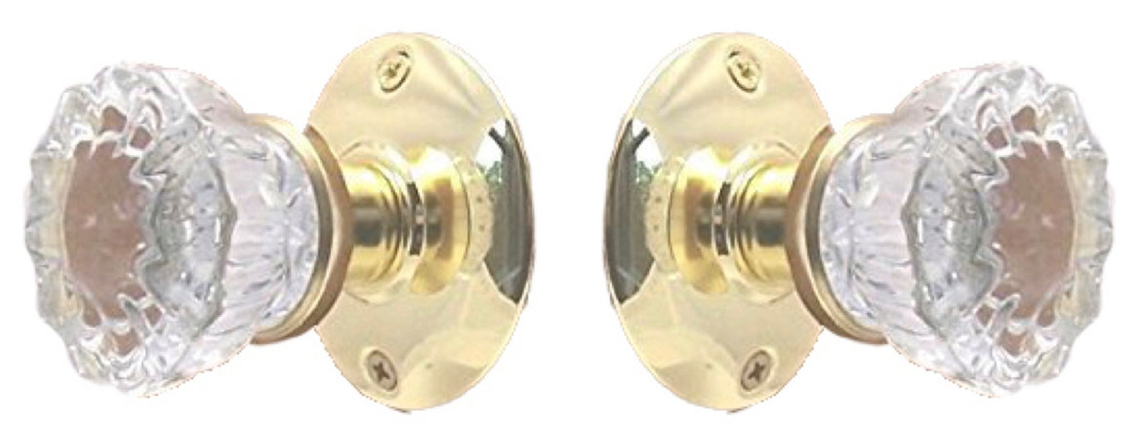 Fluted Glass French Door Knob Set for Both Sides of One Door Etsy