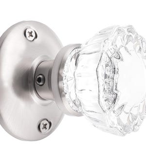 Fluted Glass Door Knob Set Antique Reproduction (Brushed Nickel) (Passage)