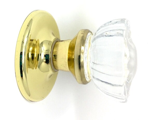 Fluted Crystal Glass Passage Door Knob Set-fit Any Door-by Rousso Reproductions