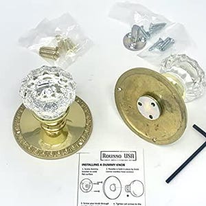 Dummy Mount Egg & Dart Style Fluted Glass Knobs (Polished Brass Finish)