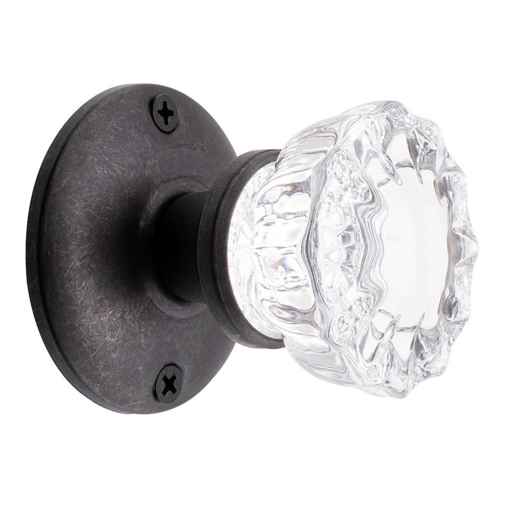 Crystal Fluted Glass French Door Knob Set. for Both Sides of One French Door oil Rubbed Bronze