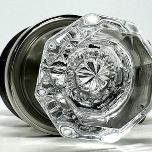 Octagon Glass Door Knob Set, Satin Nickel Finish