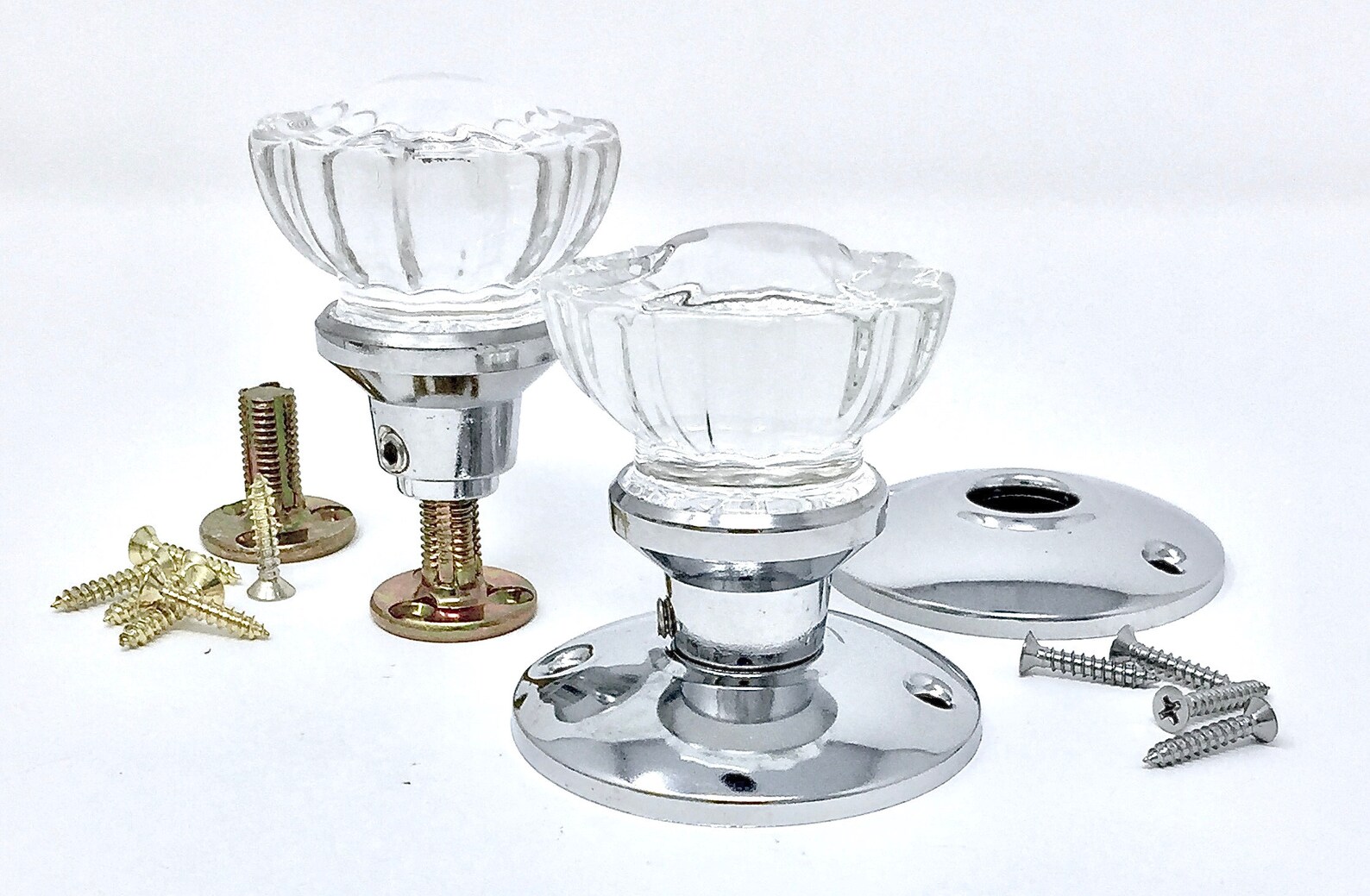 Fluted Glass French Door Dummy Knob Set polished Nickel / Etsy