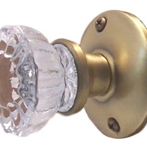 Glass Door Knob Set Antique Reproduction-Surface Mount Dummy( Antique Brass)