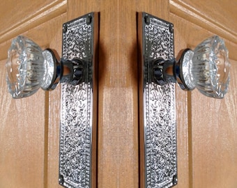 Two Dummy Door Sets-Both Sides of Two French Doors Self-Centering Spindles- Polished Chrome)