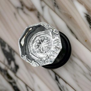 Privacy Door Knob Set with Octagonal Glass Knobs, Secure, Turn, for Interior Doors