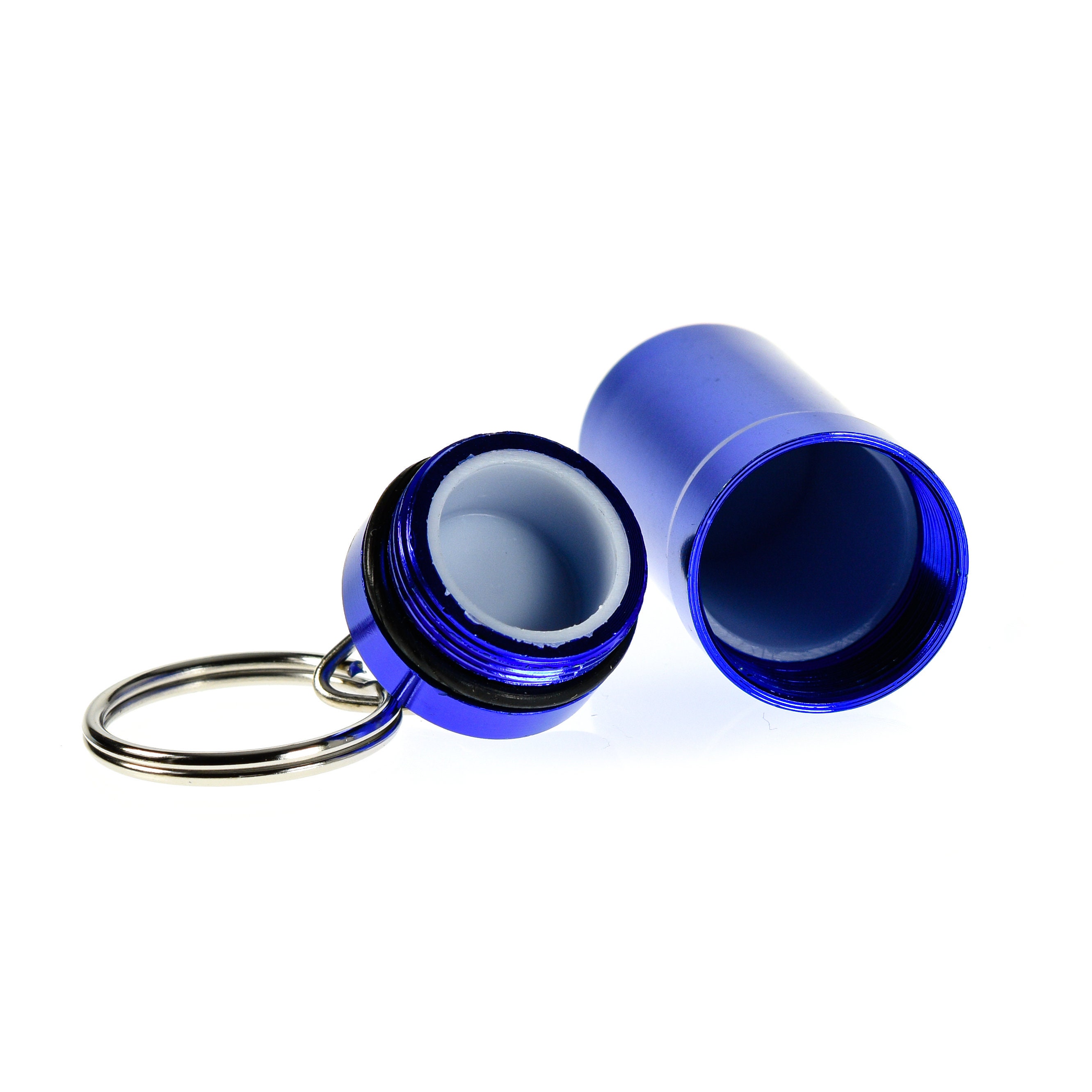 Pill Box Keychain Aluminum Blue Color Medicine Capsule Travel Etsy UK
