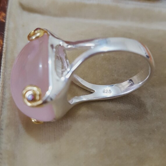 Large Statement 925 Sterling Silver Ring Rose Qua… - image 7