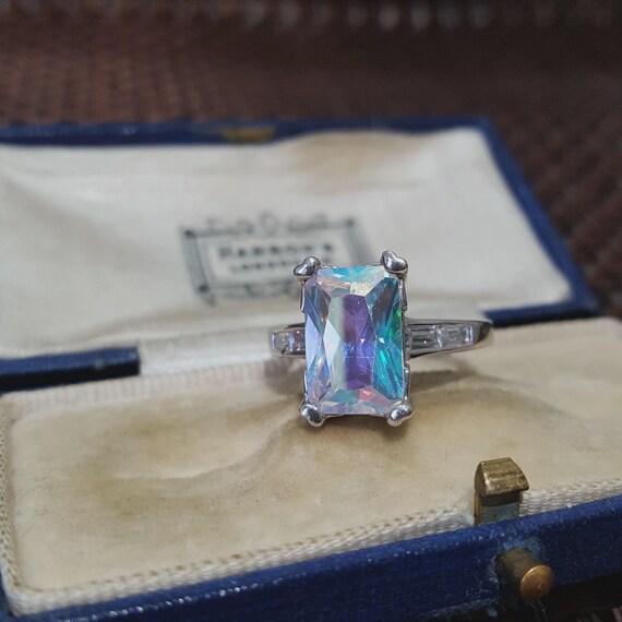 Diamonique Sterling Silver Ring Simulated Mystic … - image 5