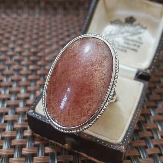 Statement Ring 925 Sterling Silver Strawberry Qua… - image 2