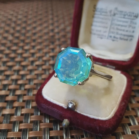 925 Statement Sterling Silver Ring Peacock Quartz… - image 3