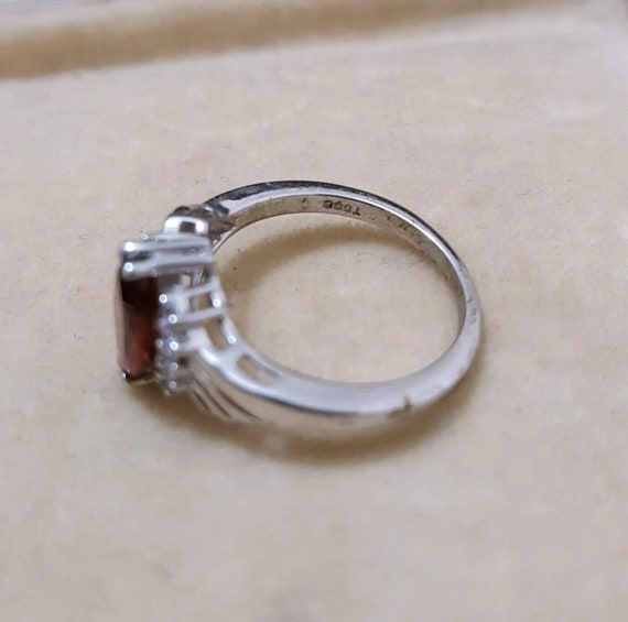 925 Sterling Silver Ring, Natural Red Garnet and … - image 4