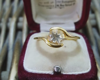 925 Sterling Silver Ring, Natural Citrine Ring, Size U US 10, Gold Plated