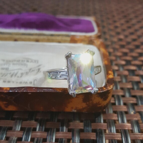 Diamonique Sterling Silver Ring Simulated Mystic … - image 6