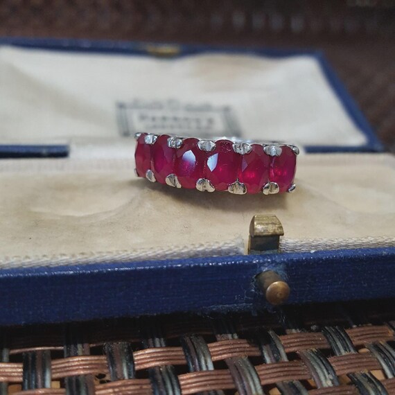 Half Eternity Ring 925 Sterling Silver Ruby Gemst… - image 6