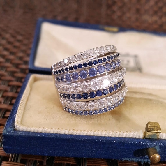 Diamonique Statement Ring Sterling Silver Simulat… - image 1