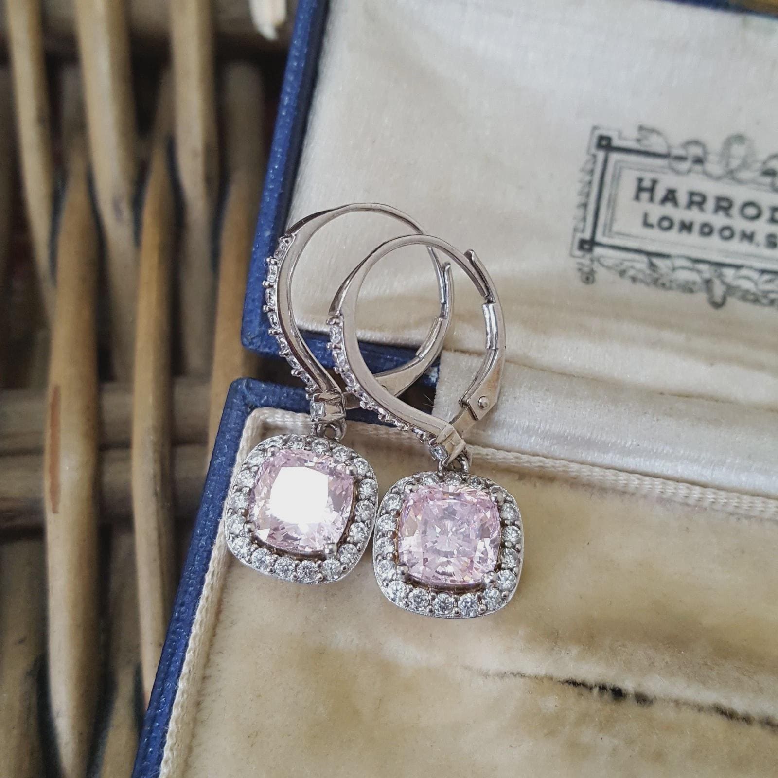 Qvc Diamonique 925 Sterling Silver Earrings, Sparkly Simulated