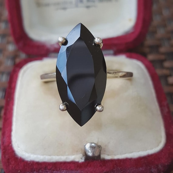Gold Plated Sterling Silver Ring Black Onyx Gemstone Jewellery UK Size P
