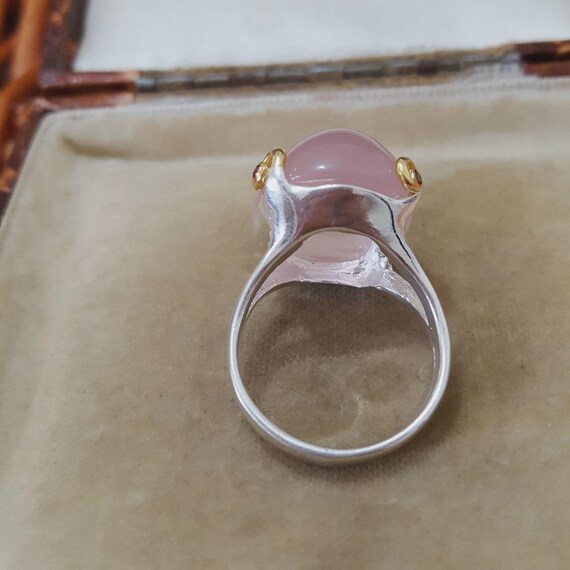 Large Statement 925 Sterling Silver Ring Rose Qua… - image 8