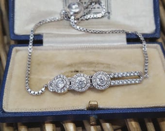 Diamonique 925 sterlingzilveren armband, sprankelende gesimuleerde diamanten, schuifregelaar