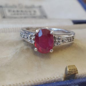 925 Sterling Silver Ring Natural Ruby Topaz Oval Solitaire Set UK Size N US 6.75