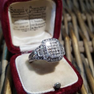Art Deco 925 Sterling Silver Ring, Natural Diamonds, 0.750ct, Size N US 6.75