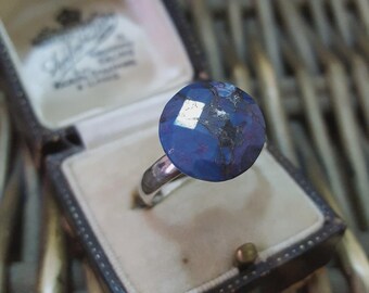925 Sterling Silver Ring, Natural Mojave Blue Lapis Lazuli, Size R.5 US 8.75