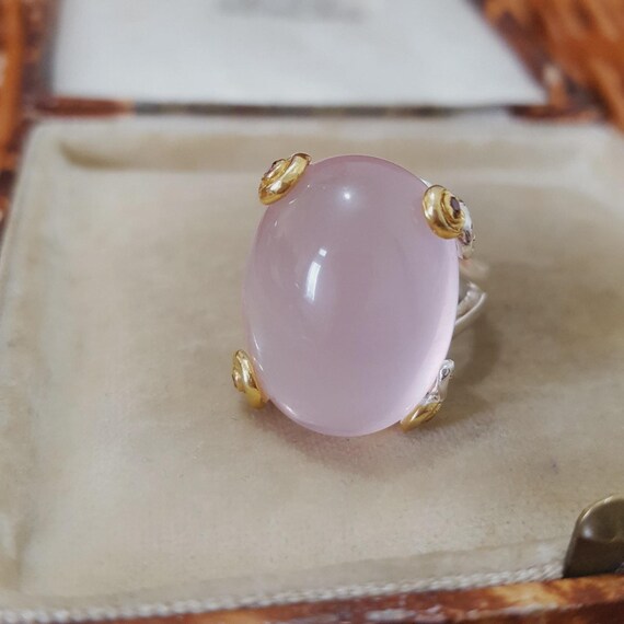 Large Statement 925 Sterling Silver Ring Rose Qua… - image 6