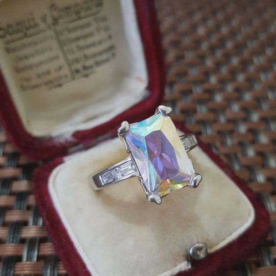 Diamonique Sterling Silver Ring Simulated Mystic … - image 4